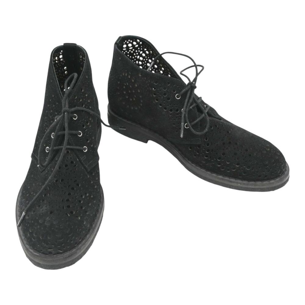 Alaia Black Perforated Suede Booties Size 36